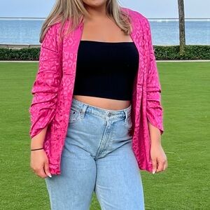 Hot Pink Leopard Blazer